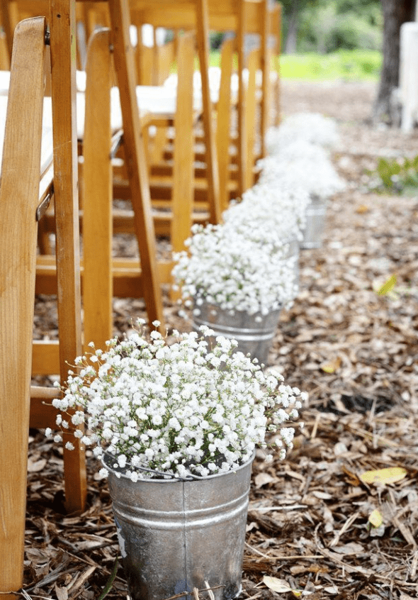 baby's breath arrangements in buckets